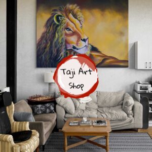 African Lion Handpainted Wall Art on Canvas