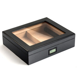 Black Spanish Cedar Wood Humidor (Digital Hygrometer Humidifier)